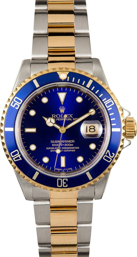 rolex submariner blue dial half gold|rolex gold submariner blue face.